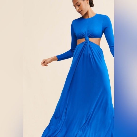 FARM Rio Knotted Cut-Out Maxi Jersey Blue Dress - Picture 1 of 13